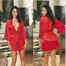 Load image into Gallery viewer, Lace Satin Robe