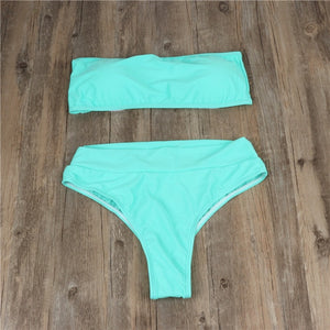 High Waist Bandeau Thong Bikini